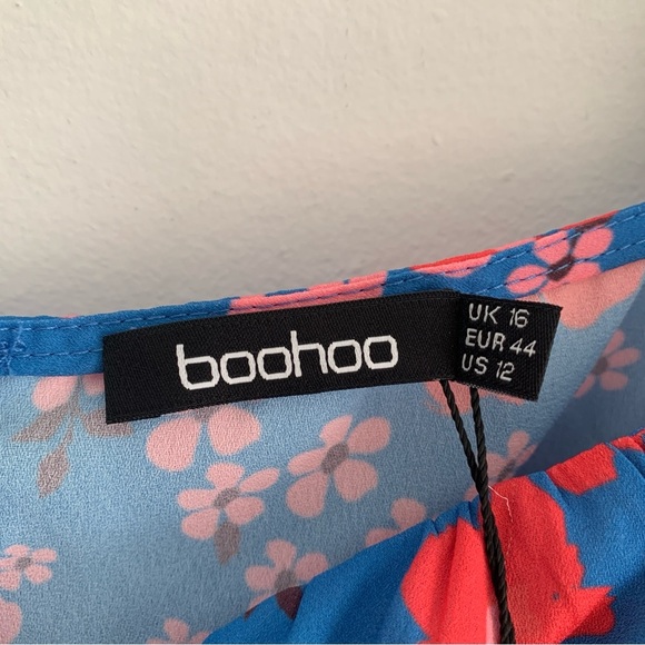 NWT Boohoo Floral Puff Sleeve Mini Dress - Picture 8 of 11